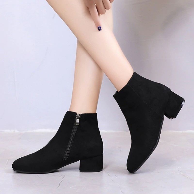 black ankle boots no heel