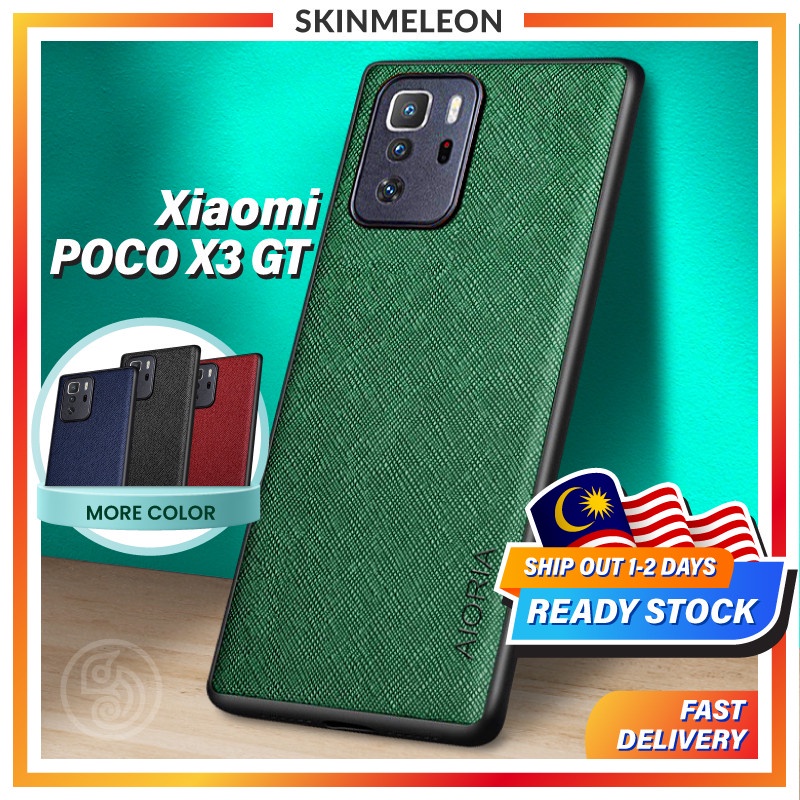 SKINMELEON Xiaomi Casing POCO X3 GT Case Elegant Cross Pattern PU Leather TPU Camera Protection Covers Phone Cases