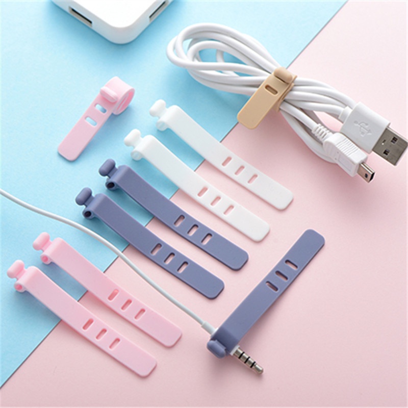 Outdoor Portable Hadiah Reusable USB Cable Strap Winder Soft Wire Management Earphone Data Tie Cord Travel - Image 5