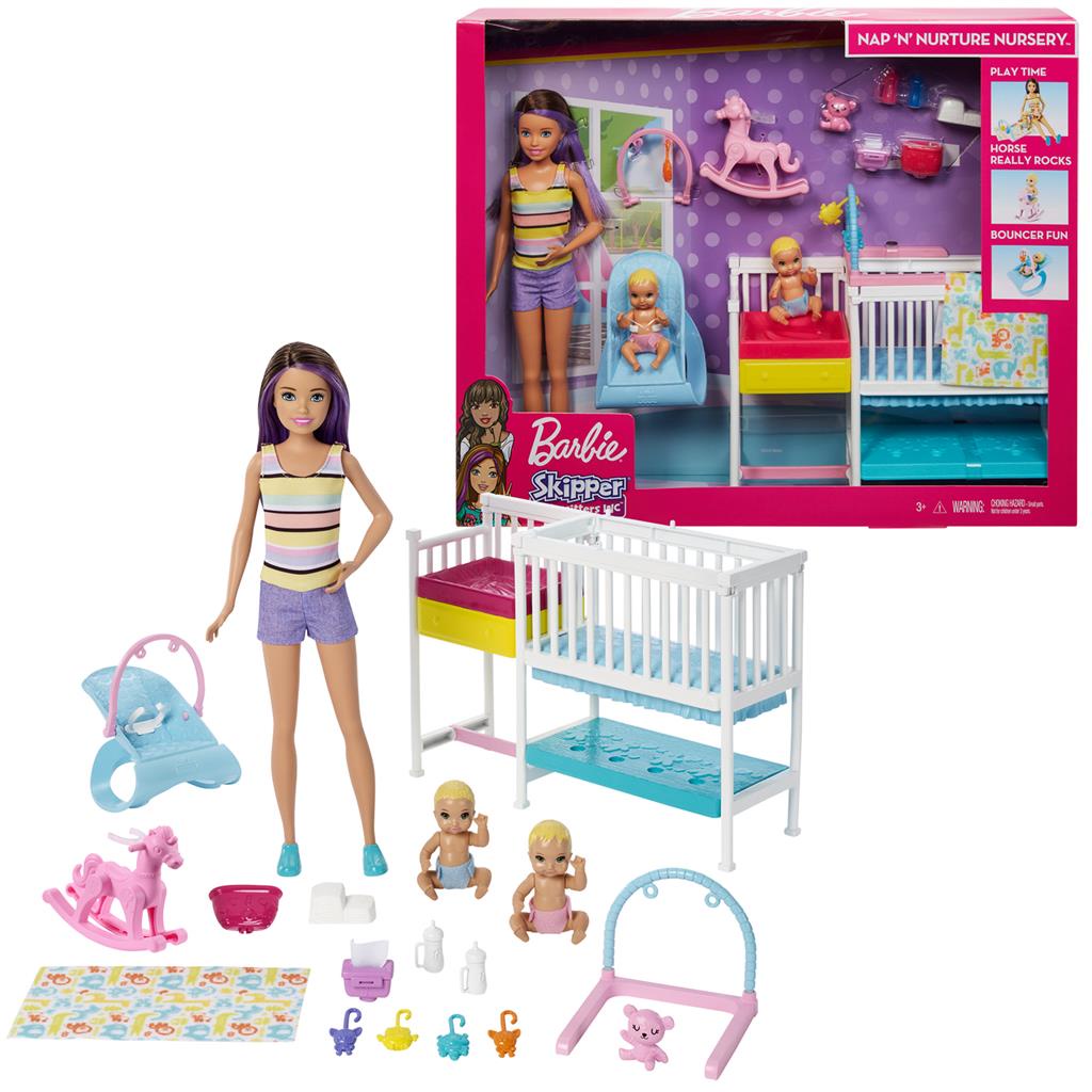 Barbie Skipper Babysitters Inc Nap N' Nurture Nursery Dolls and Playset ...