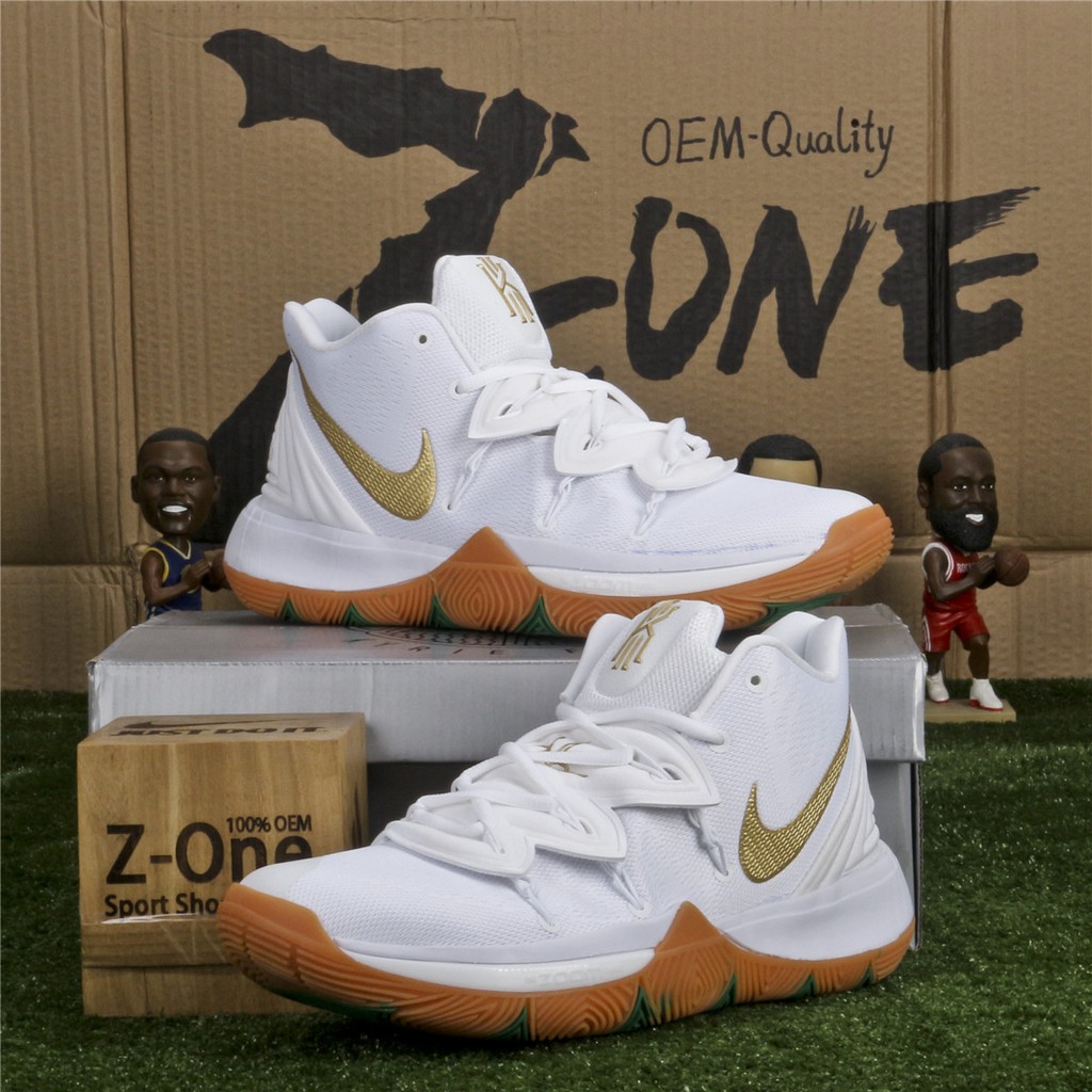 kyrie 5 white and gold
