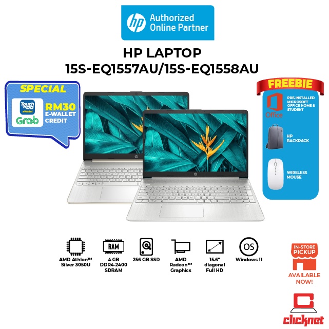 Hp Laptop 15s Eq1557au 15s Eq1558au Gold Athlon 3050u4gb256gb Ssd156 Hdw11hands 1472