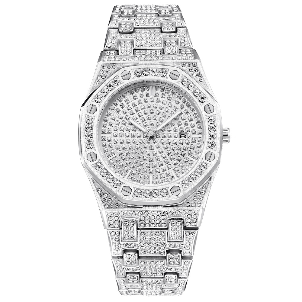 silver diamond watch mens