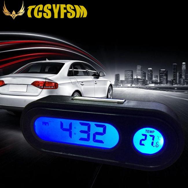2-in-1 Auto Car Electronic Clock Luminous Thermometer LED Digital Display Mini Portable Dashboard Clock Car Accessories 