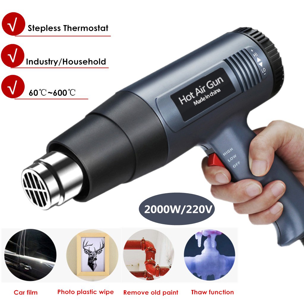 2000W AC220V Hot Air Gun Heat Gun Blower Shrink Gun Adjustable with