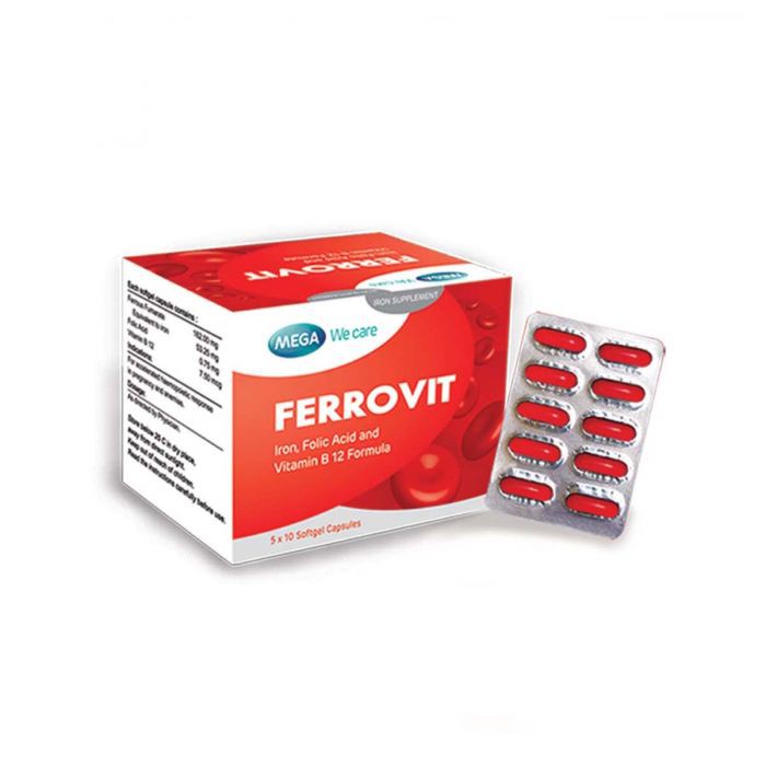 Mega Ferrovit Iron Folic Acid And Vitamin B12 Formula 50softgels Shopee Malaysia