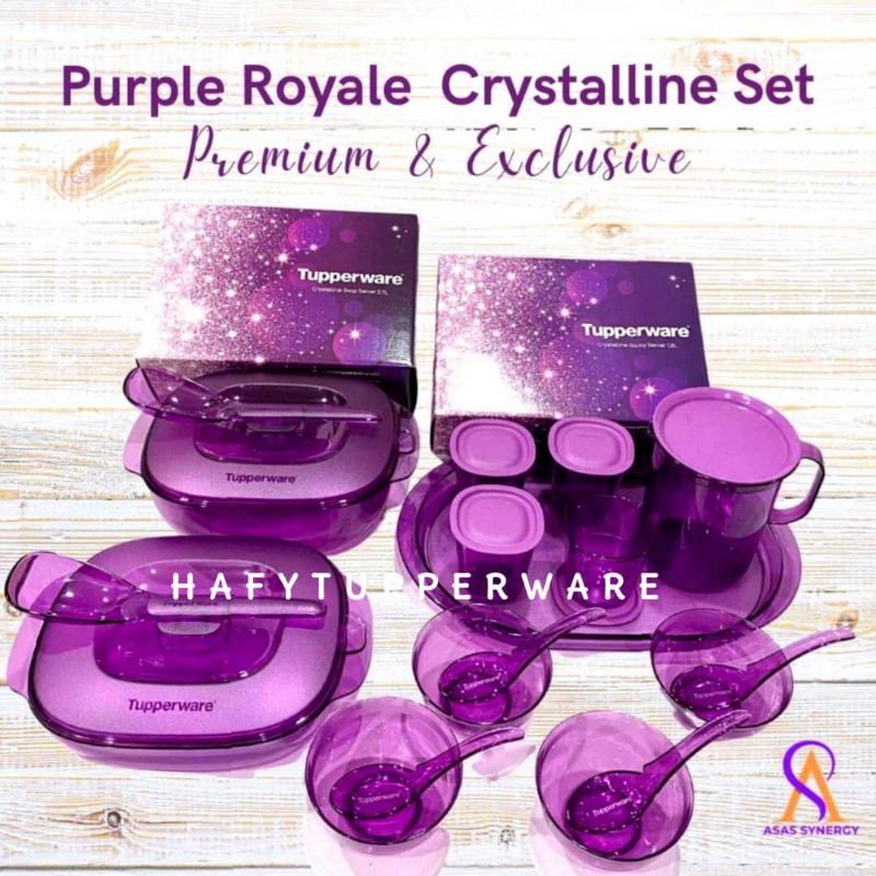 💥READY STOCK💥Tupperware Purple Royale Crystalline Saucy Server 1.8L / Soup Server 2.7L / Bowl with Spoon