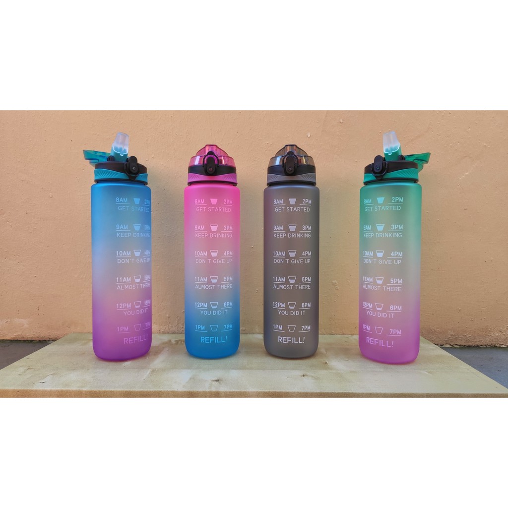 1000ml Sport Bottle with time marker, Botol Viral Tiktok, Botol air ...