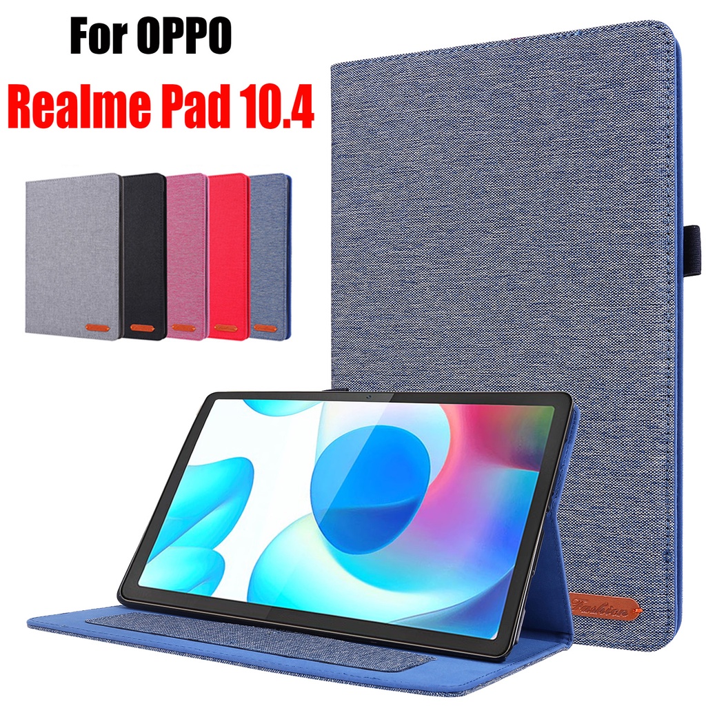OPPO Realme Pad 10.4" RMP2102 RMP2103 Fashionable Denim Style PU Leather Tablet Case RealmePad X 11 inches Stand Card Slots Pen Slot Flip Cover Realme Pad mini 8.7" 2022 RMP2105
