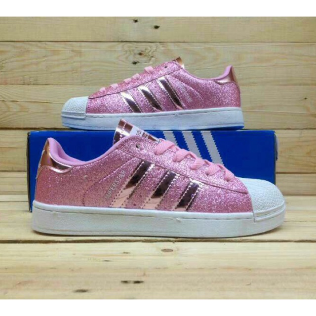 adidas superstar pink glitter