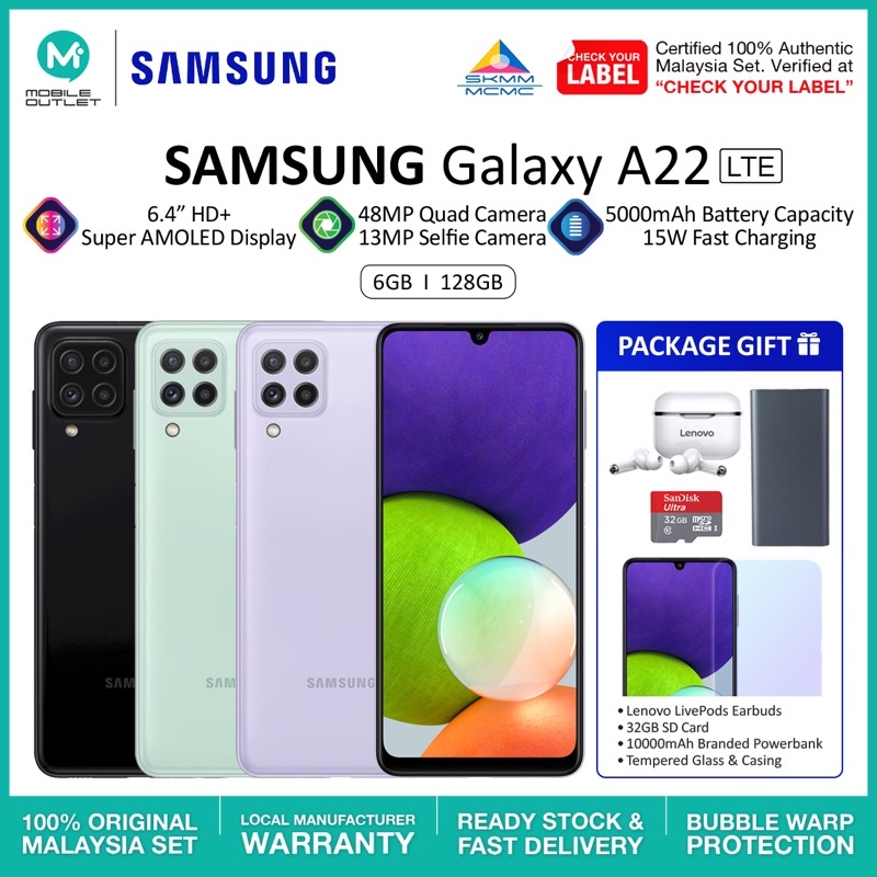 Samsung Galaxy A22 LTE 6GB/128GB (Original Samsung Msia) | Shopee Malaysia