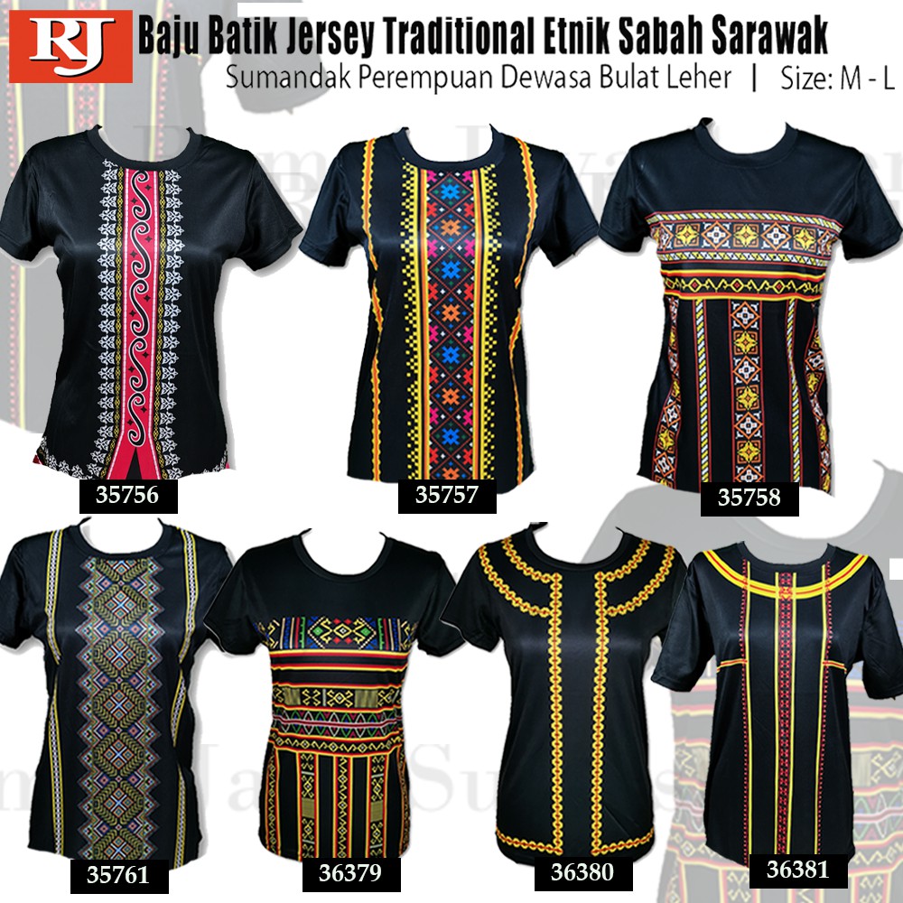 Baju Batik Jersey Traditional Etnik Sabah Sarawak Sumandak Perempuan ...