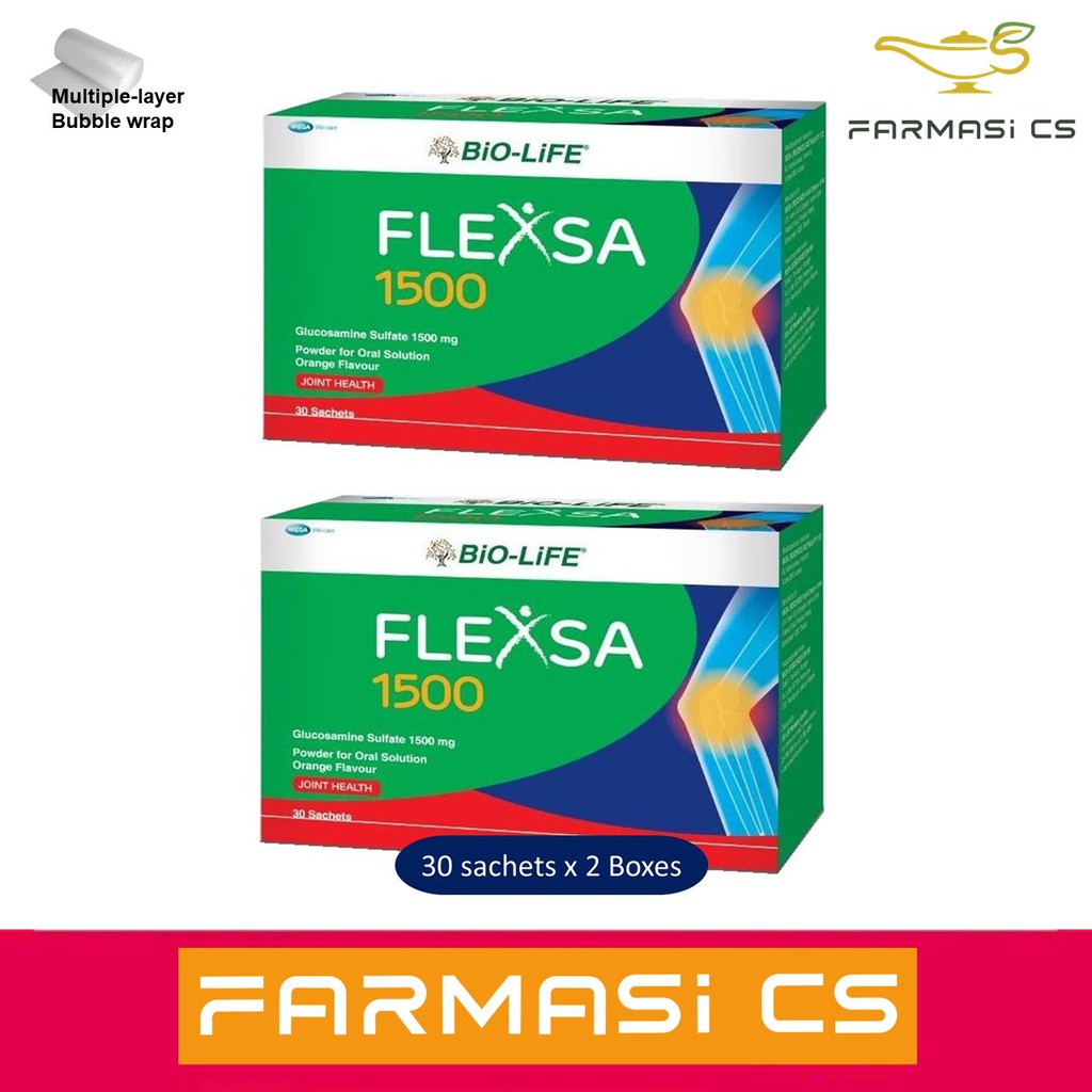 Mega Bio-life Flexsa 1500 (glucosamine Sulfate) 30s X 2 (twin) Exp:10  