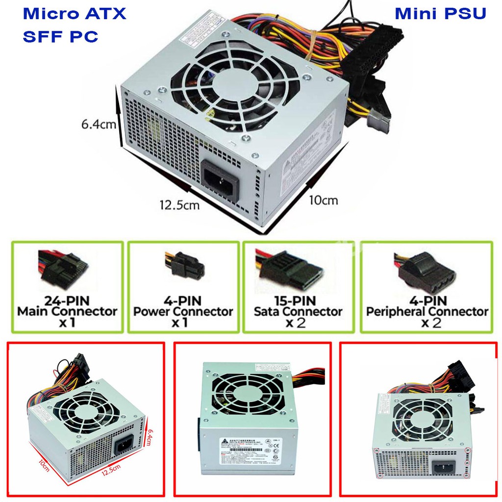 350w Mini Micro ATX SFF small Form Size Desktop PC Power Supply Unit