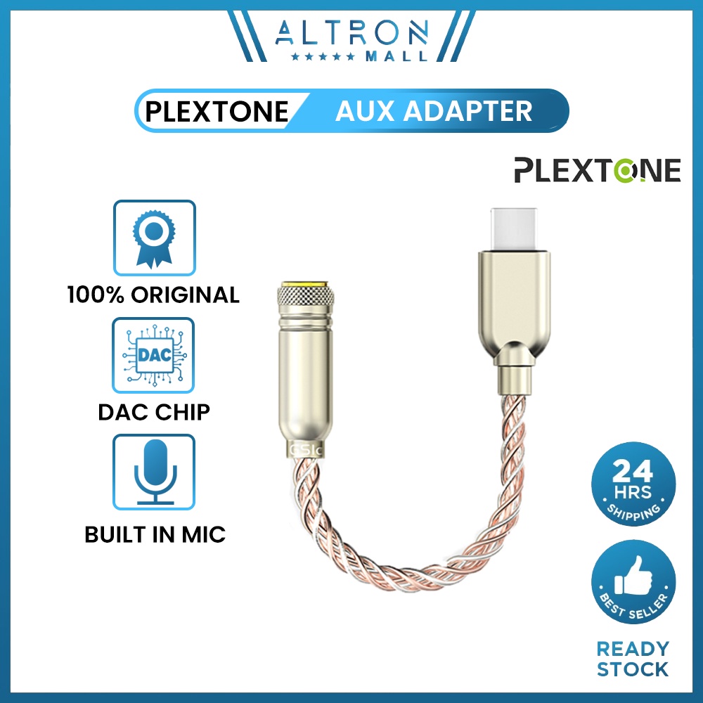 PLEXTONE GS1 USB C to 3.5mm Jack AUX Adapter DAC Chip Earphone Cable Headphone Type C Audio Converter Xiaomi Samsung S22