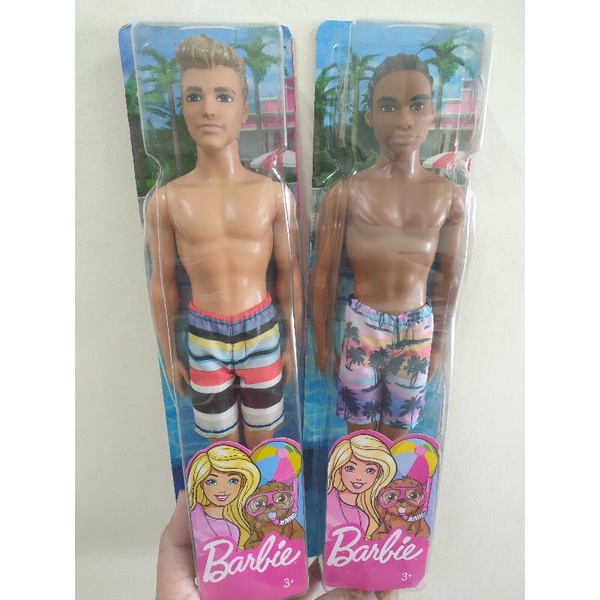 Barbie Ken Beach Doll Wearing Tropical Print / Colorful Striped Swimsuit, toys for Boy Girl Kids 3 to 7 Years Old