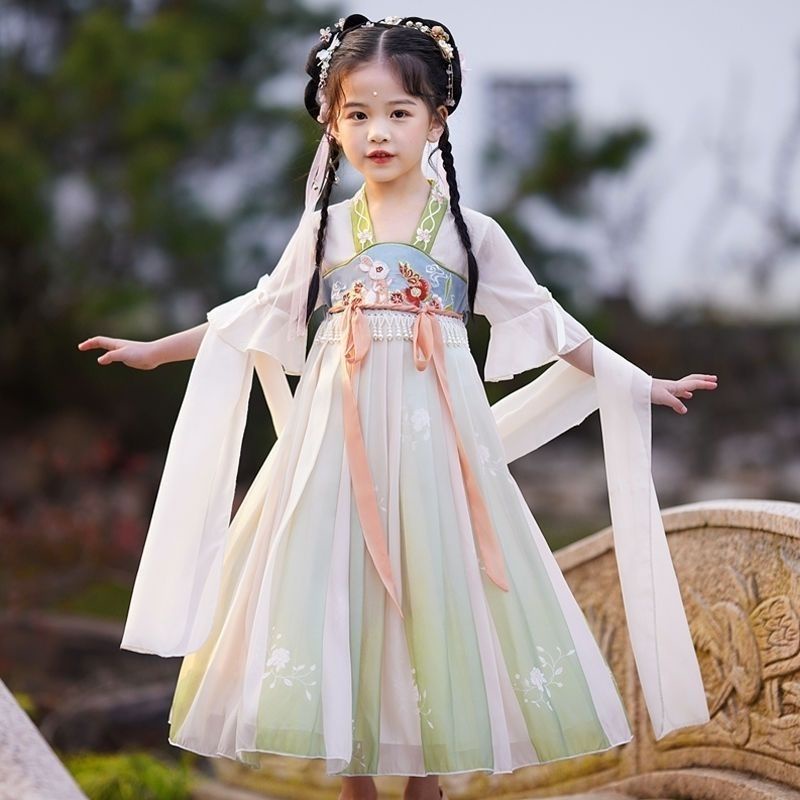 Girls Hanfu Chinese Style Super Fairy Summer Dress 2022 New Skirt Ancient Children's Costume