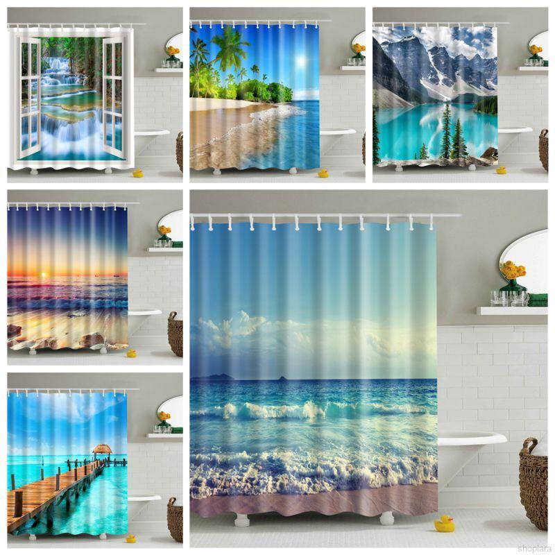 Shower Curtian Hd Seascape Printed, What Is The Largest Shower Curtain