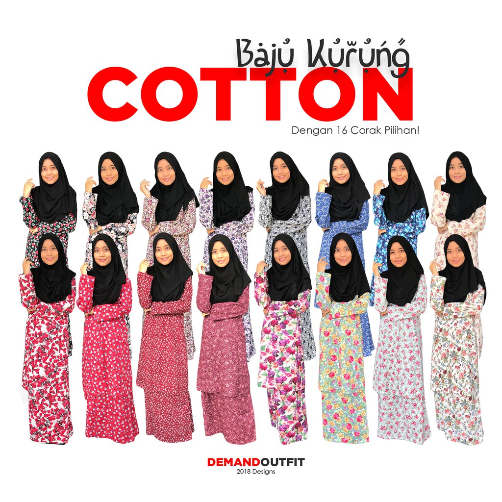  Baju Kurung Cotton Dewasa Women Clothing Muslimah Wear 