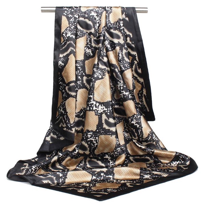Bawal satin silk corak tudung leopard snake animal hijab printed 90cm x 90cm-sarah