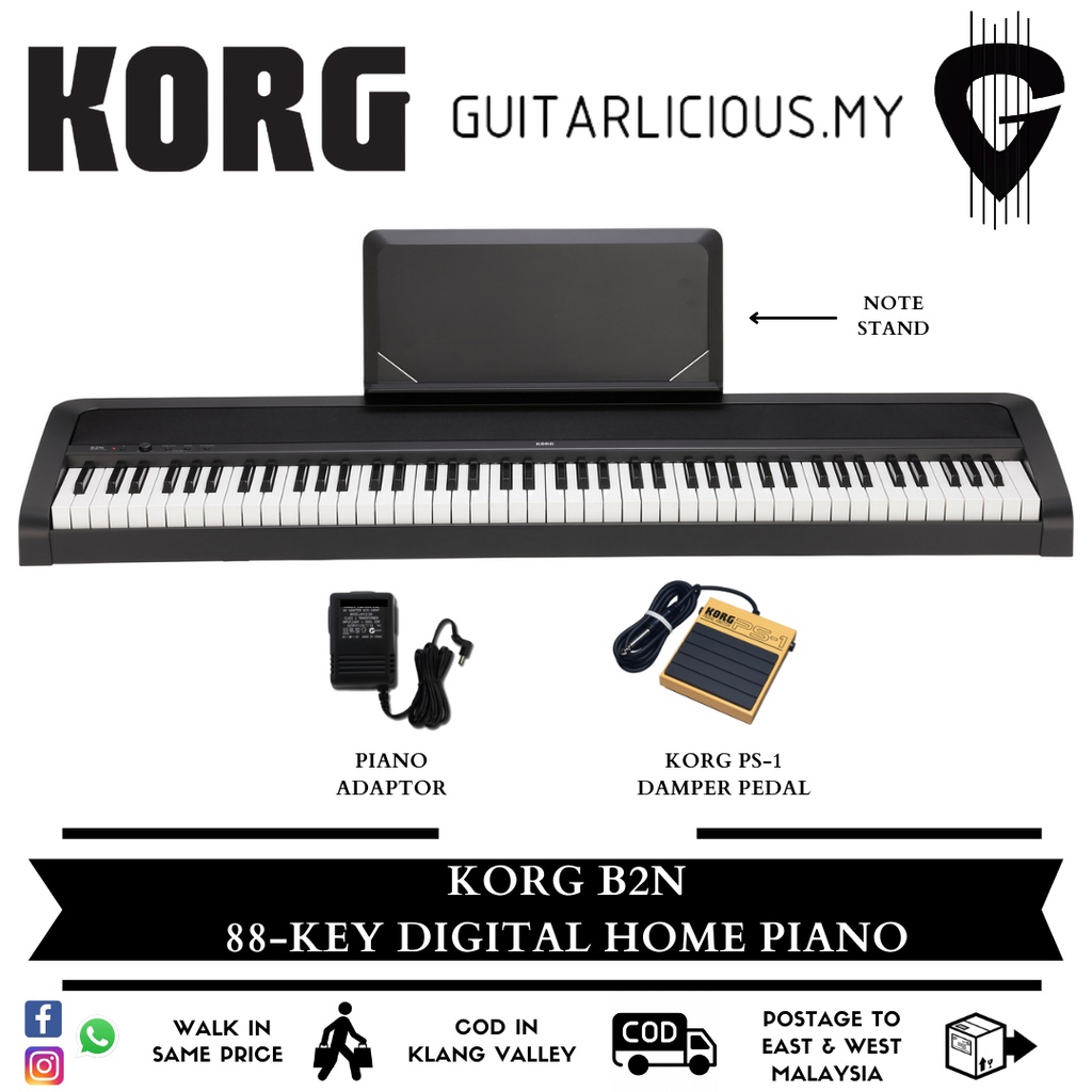 B2N Digital Home Piano with 88 Keys Semiweighted & with MIDI (B2) 88keys electrical