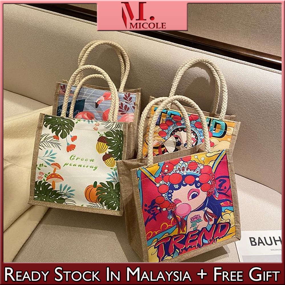 Ready Stock MICOLE SB2823 Korean Women Canvas Handbag Casual Pattern