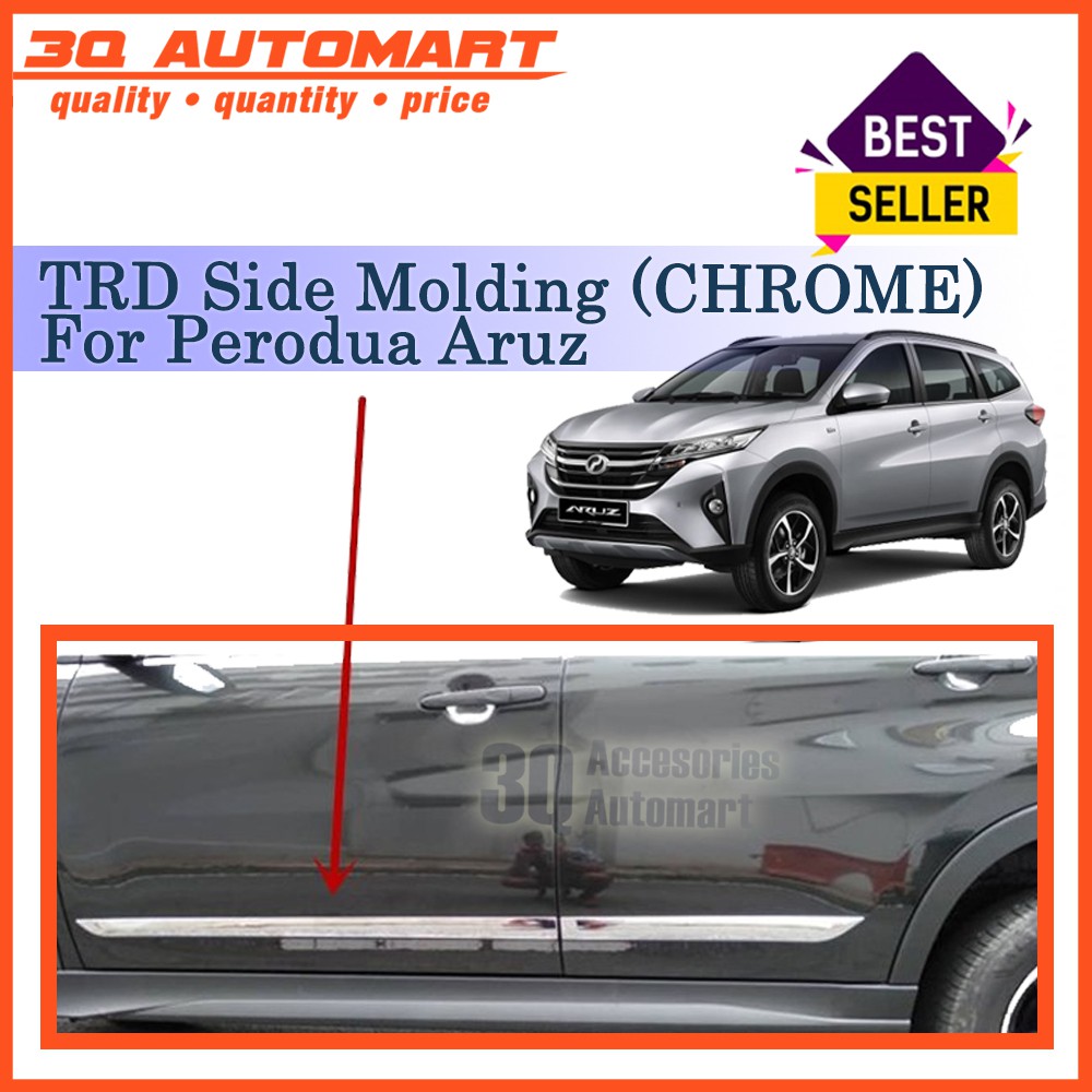 TRD Side Body Door Moulding With Stainless Steel Chrome 