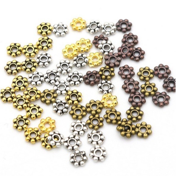 20pcs 10mm x 3mm Antique Silver Tibetan 6 Petal Daisy Flower Bead Caps Findings