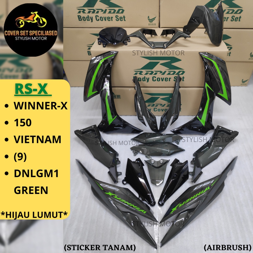 Sticker Tanam Airbrush Rapido Cover Set Honda Rsx Rs X Winner X Vietnam Dnlgm Green