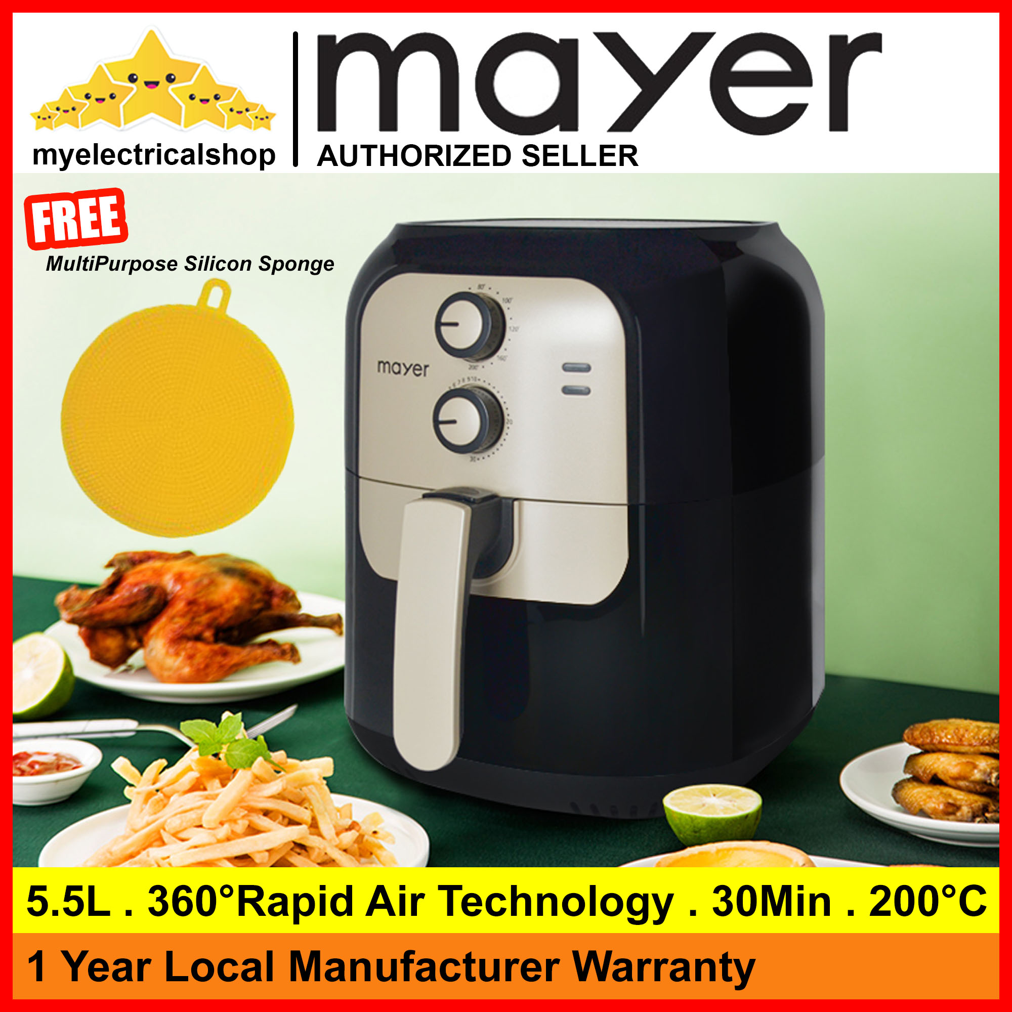 Mayer 5.5 L Air Fryer MMAF505 Shopee Malaysia