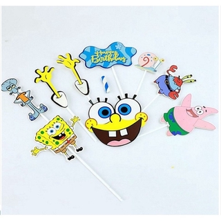 Spongebob Happy Birthday Cake Topper Party Supplies Cartoon | Shopee ...