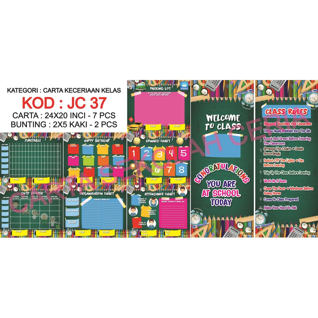 Jc37 Class Cheerfulness Chart 21st Century Learning Pak21 Keceriaan Kelas English Free 2 Bunting Shopee Malaysia