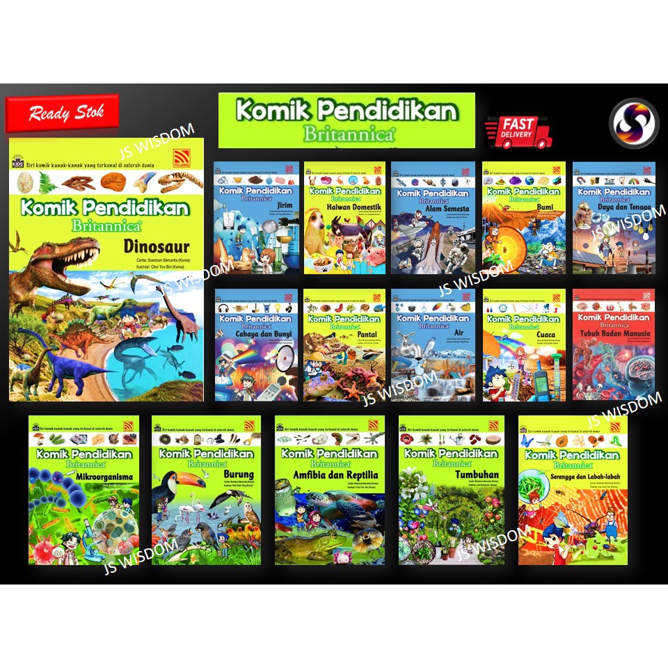 KOMIK PENDIDIKAN BRITANNICA 1-40 -komik kanak-kanak/ DINOSUAR-BUMI-CUACA-PANTAI-ALAM SEMESTA-JIRIM-BURUNG - PELANGI
