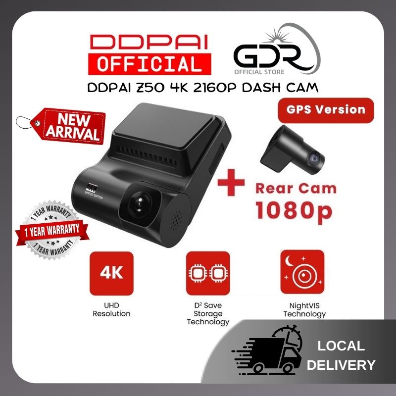 [DDPAI Malaysia] DDPAI Z50 4K 2160P Dash Cam GPS Front + Rear Cam