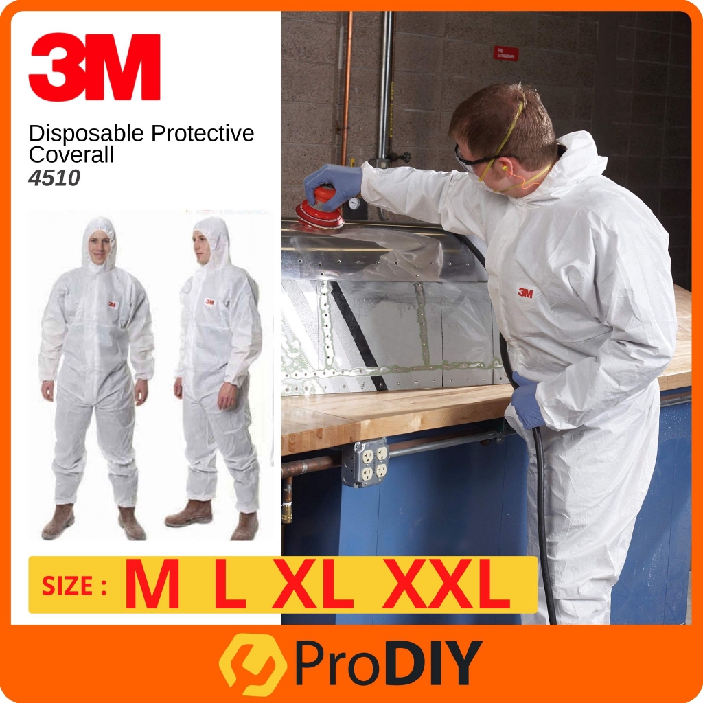 3m 4510 Disposable Protective Coverall Type 5 6 Breathable Hooded Clothing White Safety Suite