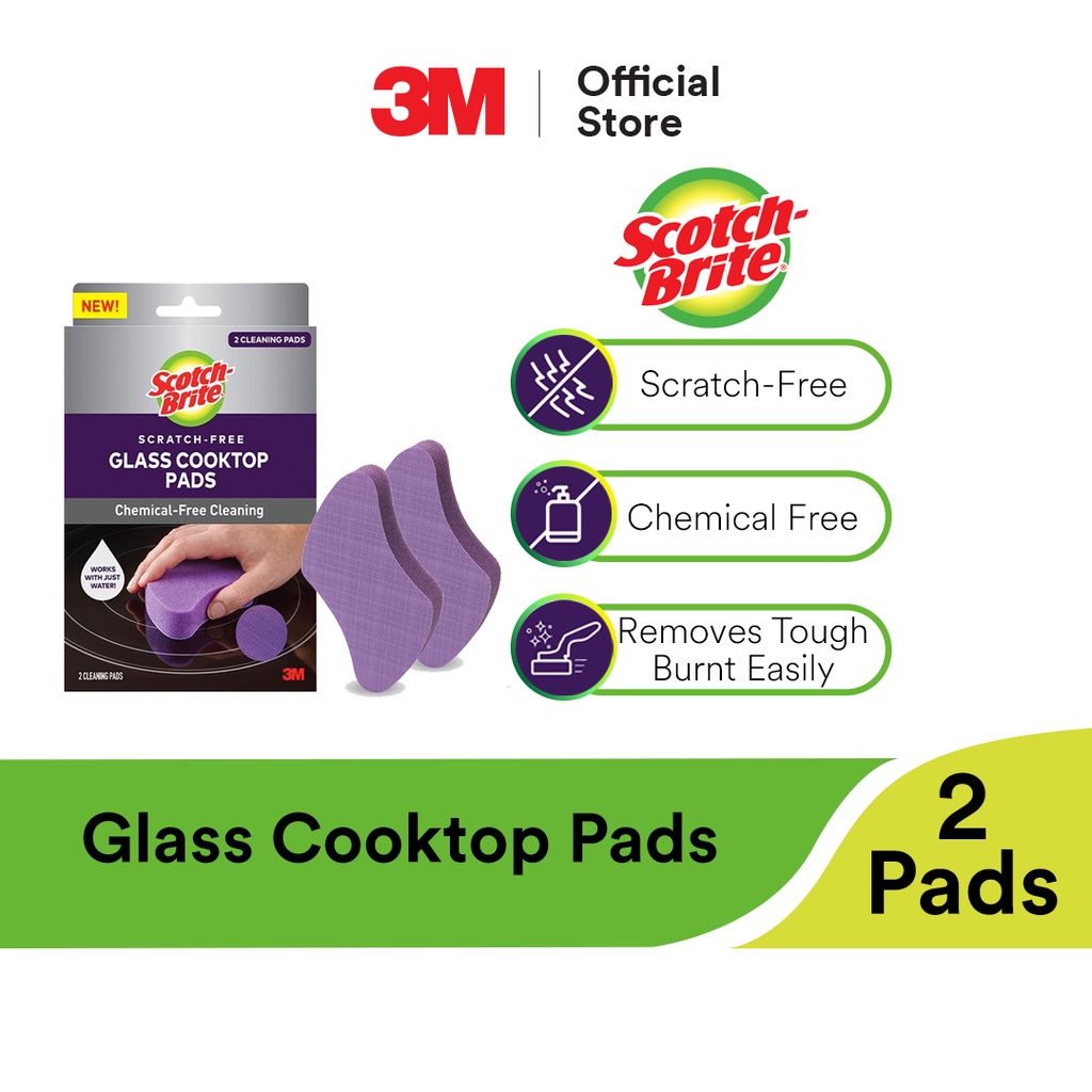 3M ScotchBrite ScratchFree Glass Cooktop Pads Scratch Free Easy Grip MicroTexture Rinse