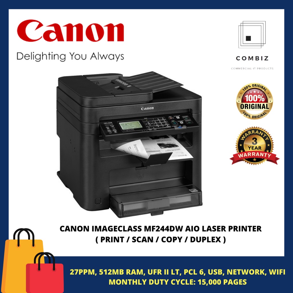 CANON IMAGECLASS MF244DW AIO LASER PRINTER DUPLEX PRINT / SCAN / COPY (STOCK PLEASE ASK SELLER