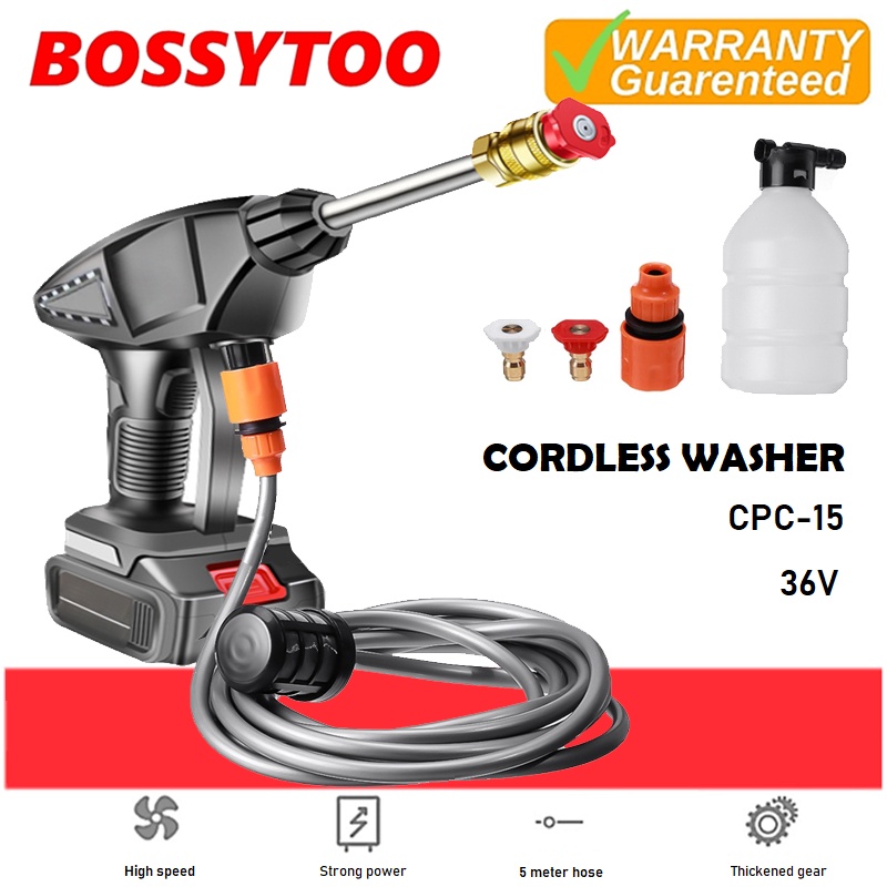 BOSSYTOO CPC15 Rechargeable Electric Cordless High Pressure Washer 36V