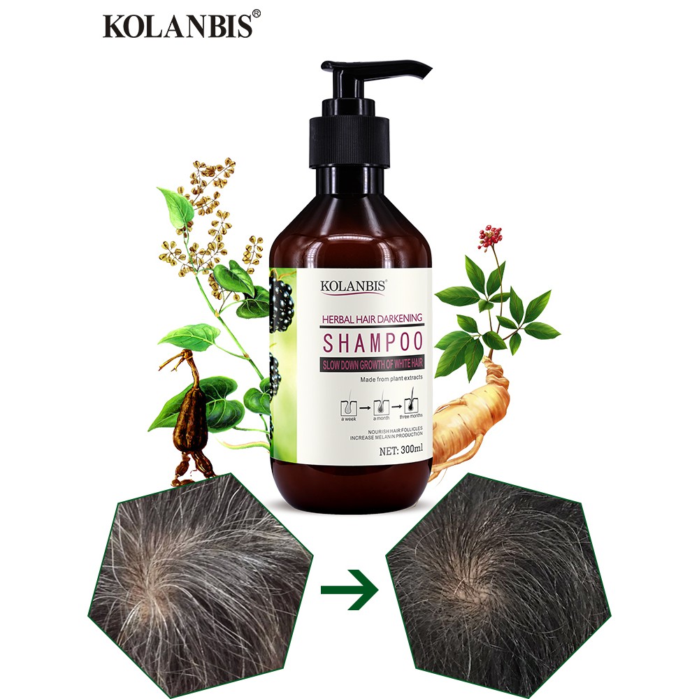Herbal Shampoo Nutrition Treatment Anti Gray Hair Reduce White