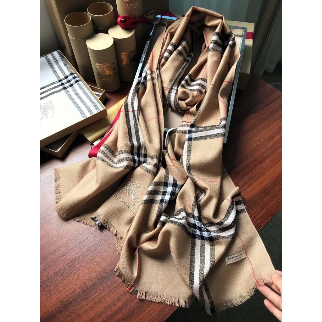 Luxury Brand Women's Plaid Cotton Long Scarf Shawls and Wraps Classic Plaid Embroidered Horse Scarves Sunscreen