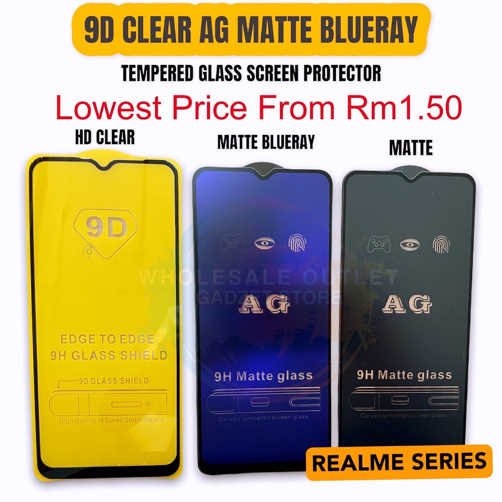 Realme 9i 9 Pro GT 2 3 5 5S 5i 5 Pro 6 6i 6 Pro 7 7i 7 Pro 8 8 Pro 5G XT X2 X2 Pro AG Matte Anti BlueLight Screen Glass