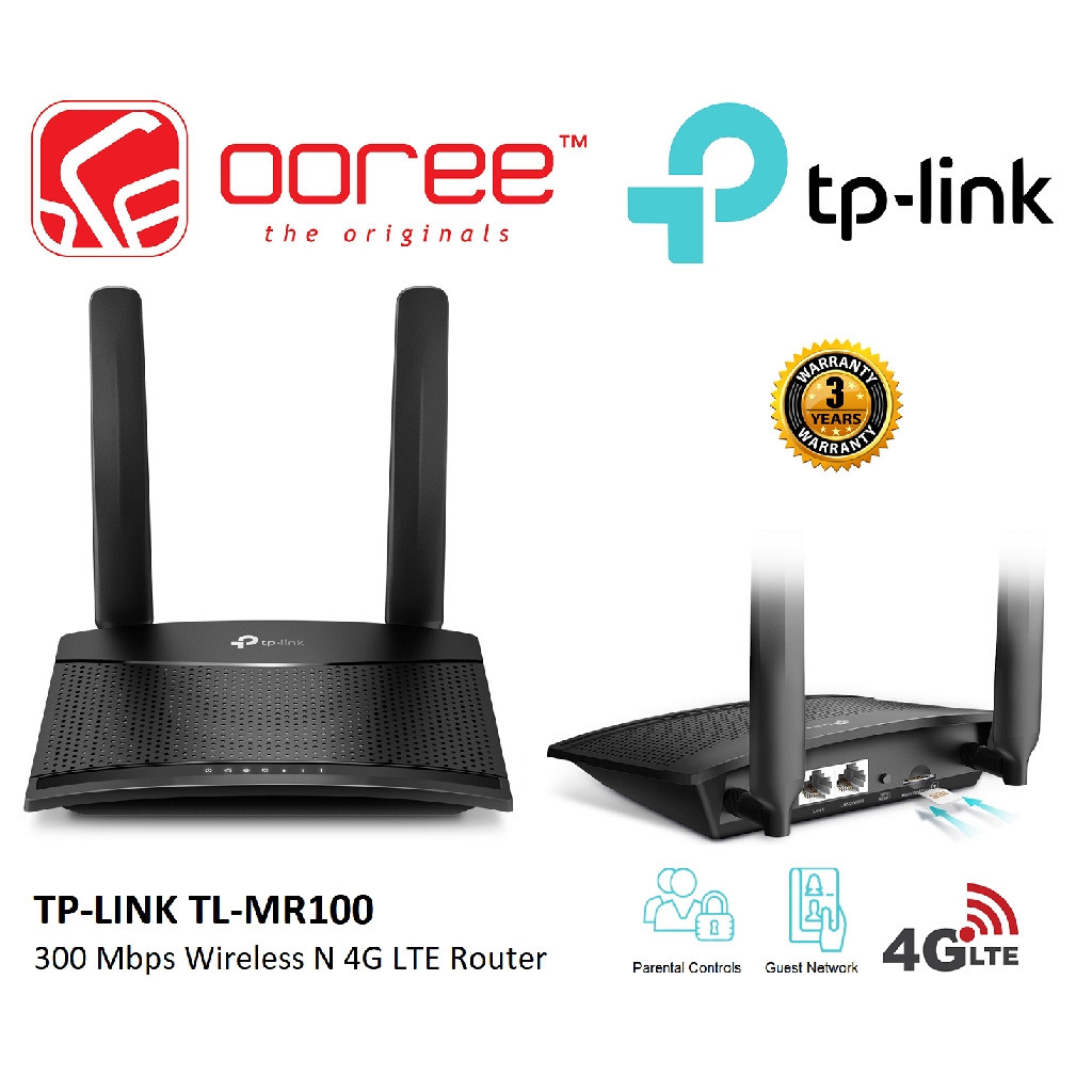 Tp Link Tl Mr100 Mbps Wireless Ng Lte Router With Sim Card Slot And Two Detachable Advanced Lte Antennas Shopee Malaysia