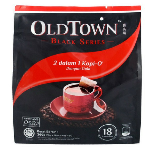 Old Town Black Series 2-in-1 Black Coffee O With Sugar Added 18 sticks