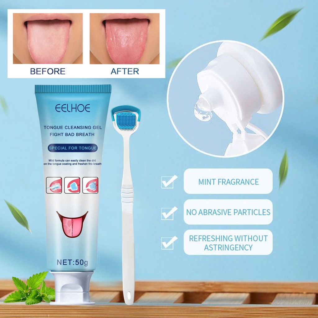 Eelhoe Tongue Cleaning Gel With Brush Tongue Cleaning Oral Care Remove