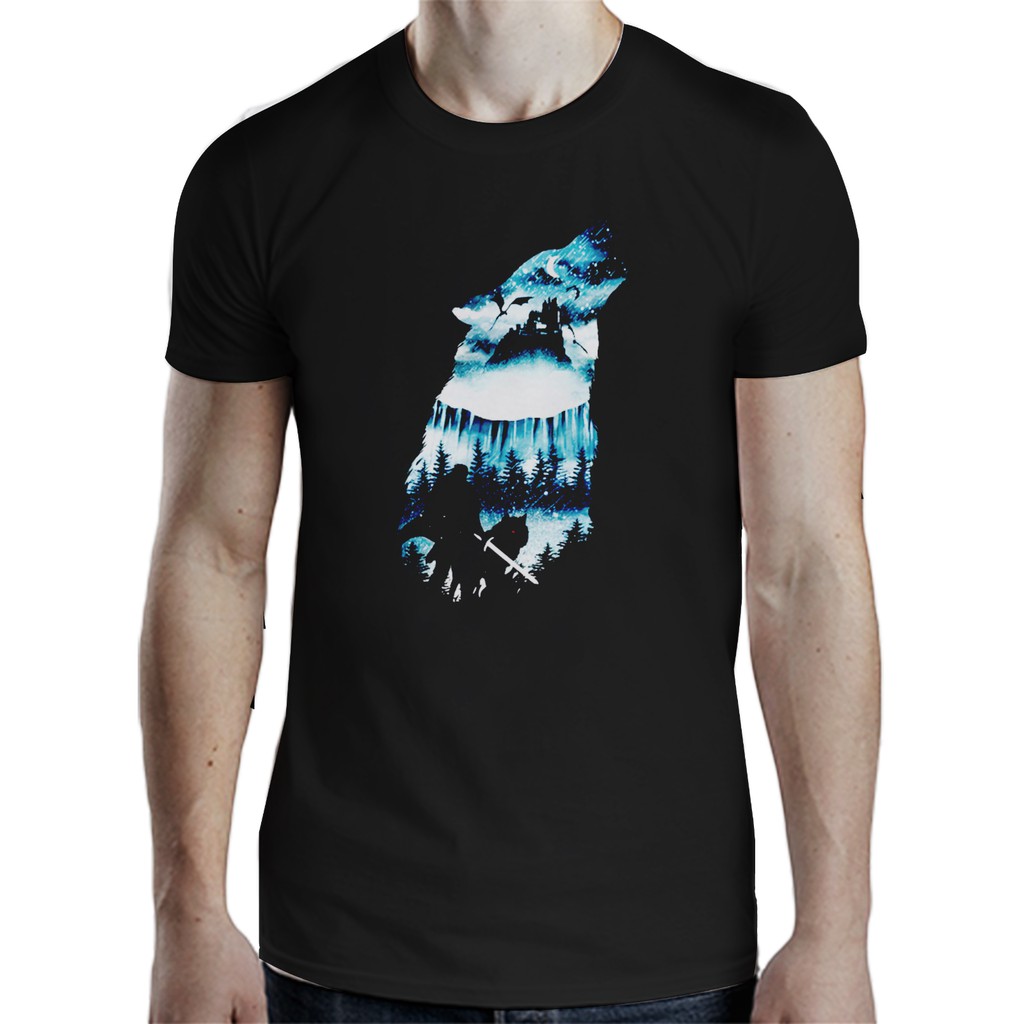 Diy Men Tshirt Winter Scene Wolf Game Of Thrones Jon Snow Ghost