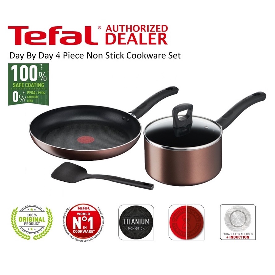 Tefal Day By Day 4 Piece Non Stick Cookware Set G143S4 G143S495 ...