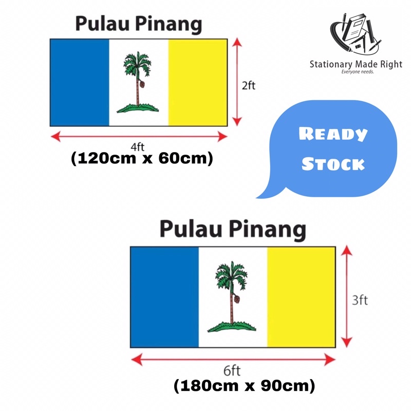 【Bendera Pulau Pinang】 (2ft x 4ft)(3ft x 6ft) Penang Falg