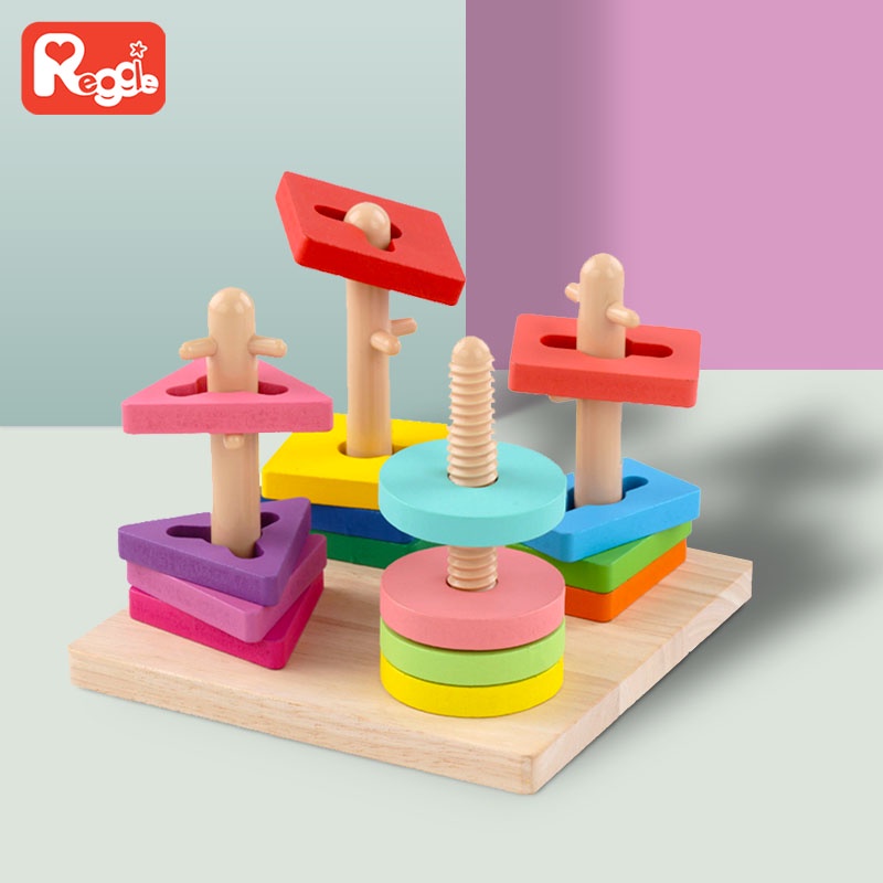 Versatile Premium Kids educational wooden toys montessori early learning Geometric pairing Building Blocks Puzzle Small - Image 2