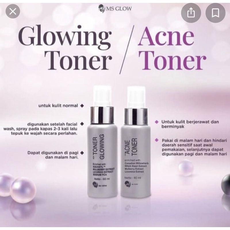 Toner MS GLOw Acne Dan Glowing#Ready Stock+ Free Gift?