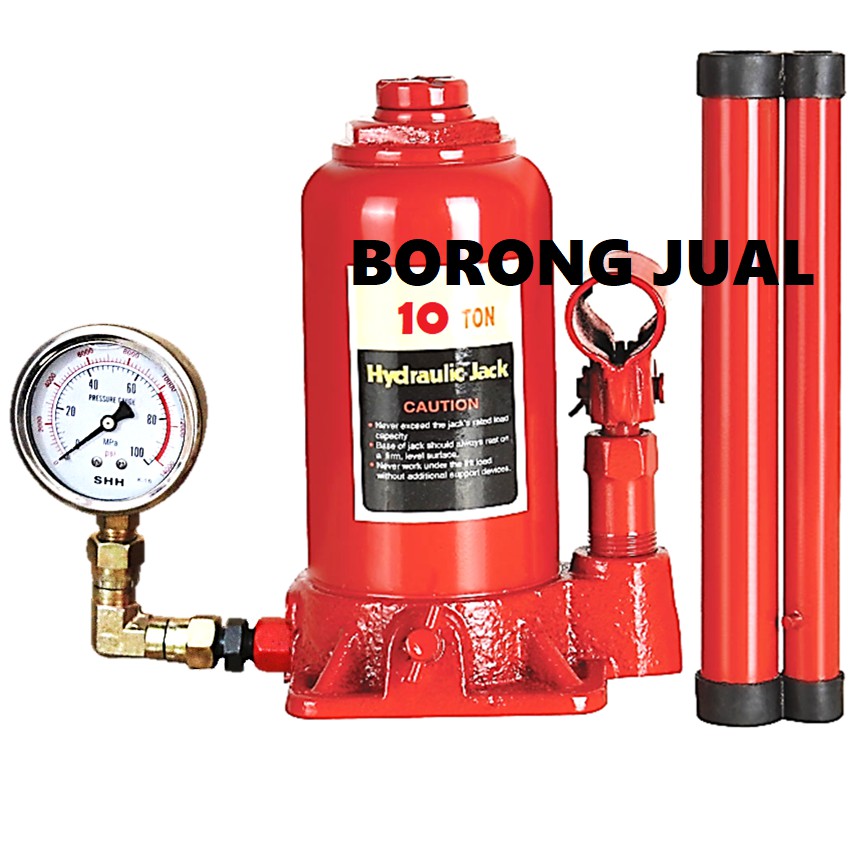 【Meter Pressure Gauge】10 Ton Heavy Duty Hydraulic Floor Bottle Jack Automotive Car Van Truck SUV
